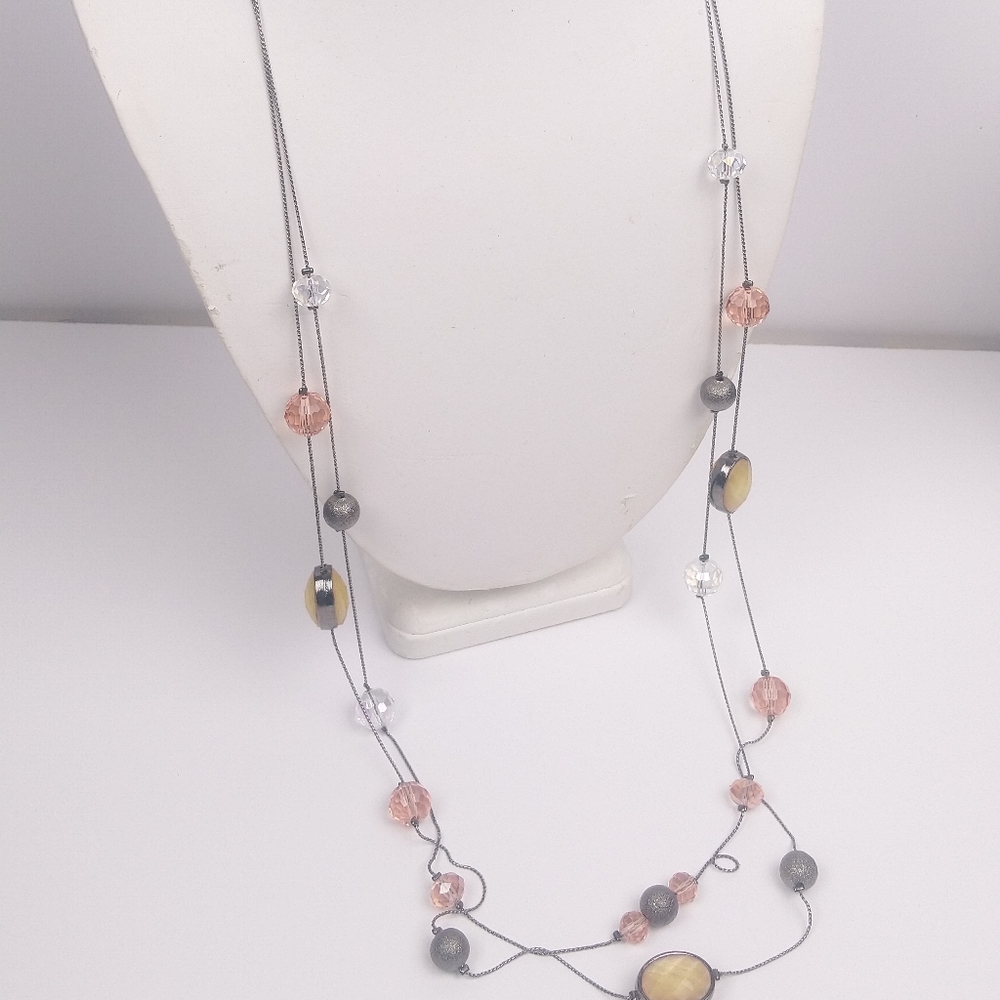 NY Crystal and Metal Beads Necklace. - Picture 1 of 4